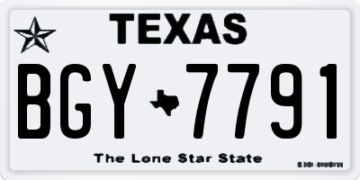 TX license plate BGY7791