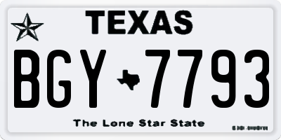 TX license plate BGY7793