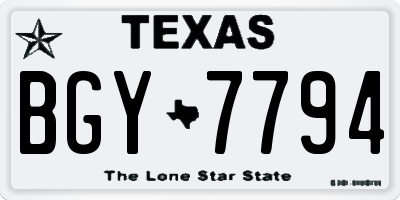 TX license plate BGY7794
