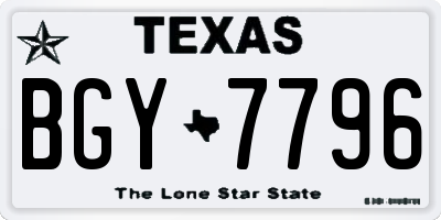TX license plate BGY7796