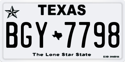 TX license plate BGY7798