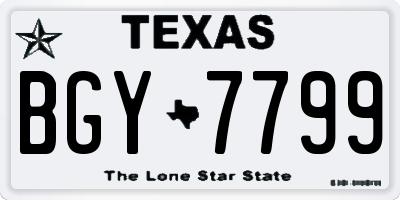 TX license plate BGY7799