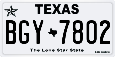 TX license plate BGY7802