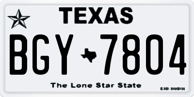 TX license plate BGY7804