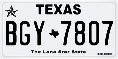 TX license plate BGY7807