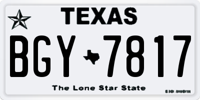 TX license plate BGY7817