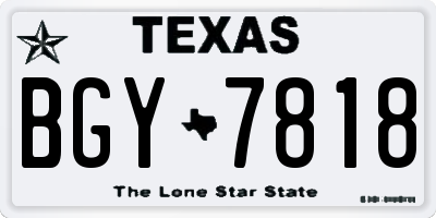 TX license plate BGY7818