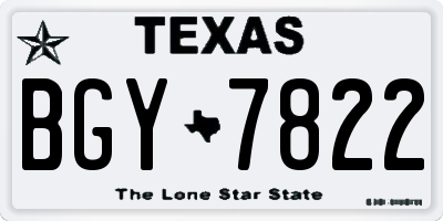TX license plate BGY7822