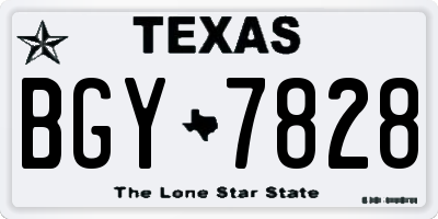 TX license plate BGY7828