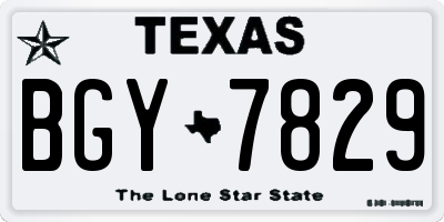 TX license plate BGY7829