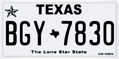 TX license plate BGY7830
