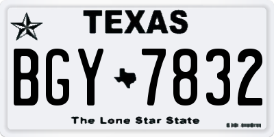 TX license plate BGY7832
