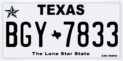 TX license plate BGY7833