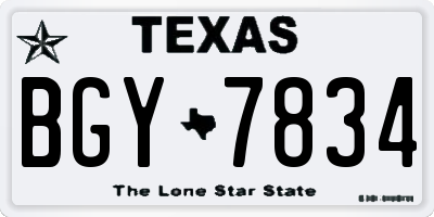 TX license plate BGY7834