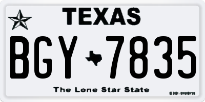 TX license plate BGY7835