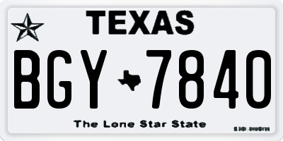 TX license plate BGY7840