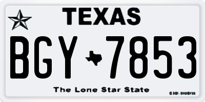 TX license plate BGY7853