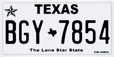 TX license plate BGY7854