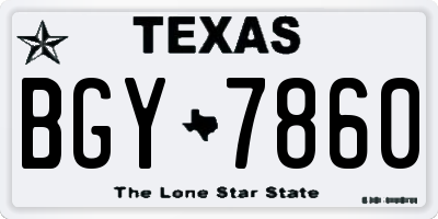 TX license plate BGY7860