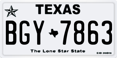 TX license plate BGY7863