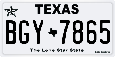 TX license plate BGY7865