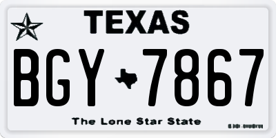 TX license plate BGY7867