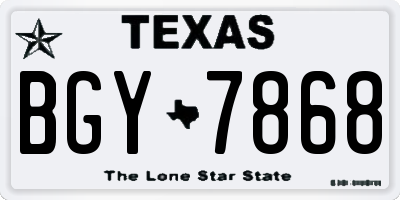 TX license plate BGY7868