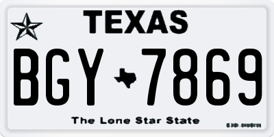 TX license plate BGY7869