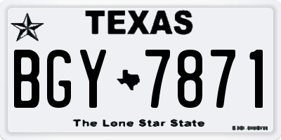 TX license plate BGY7871