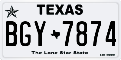 TX license plate BGY7874