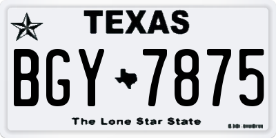 TX license plate BGY7875