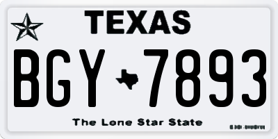 TX license plate BGY7893