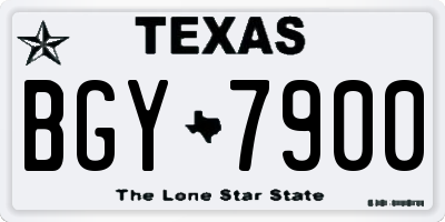 TX license plate BGY7900