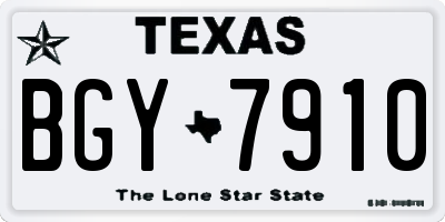 TX license plate BGY7910
