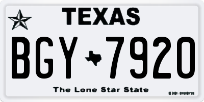 TX license plate BGY7920