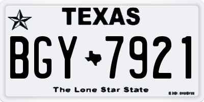 TX license plate BGY7921
