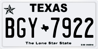 TX license plate BGY7922