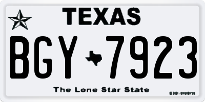 TX license plate BGY7923