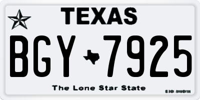 TX license plate BGY7925