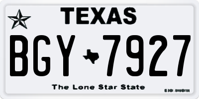 TX license plate BGY7927