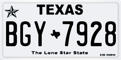 TX license plate BGY7928
