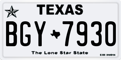 TX license plate BGY7930