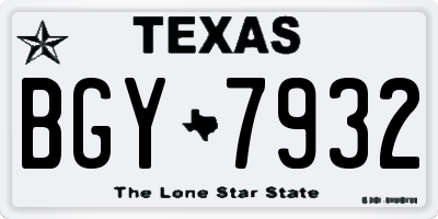 TX license plate BGY7932