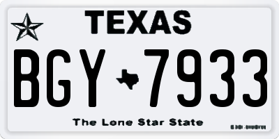 TX license plate BGY7933