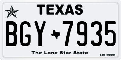 TX license plate BGY7935