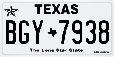 TX license plate BGY7938
