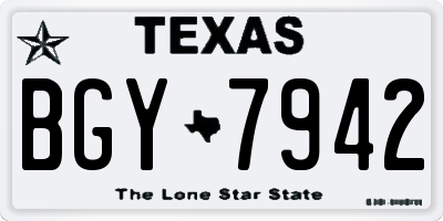 TX license plate BGY7942