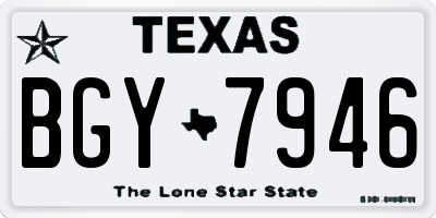 TX license plate BGY7946