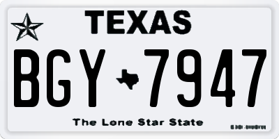 TX license plate BGY7947