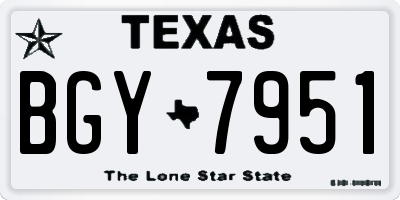 TX license plate BGY7951